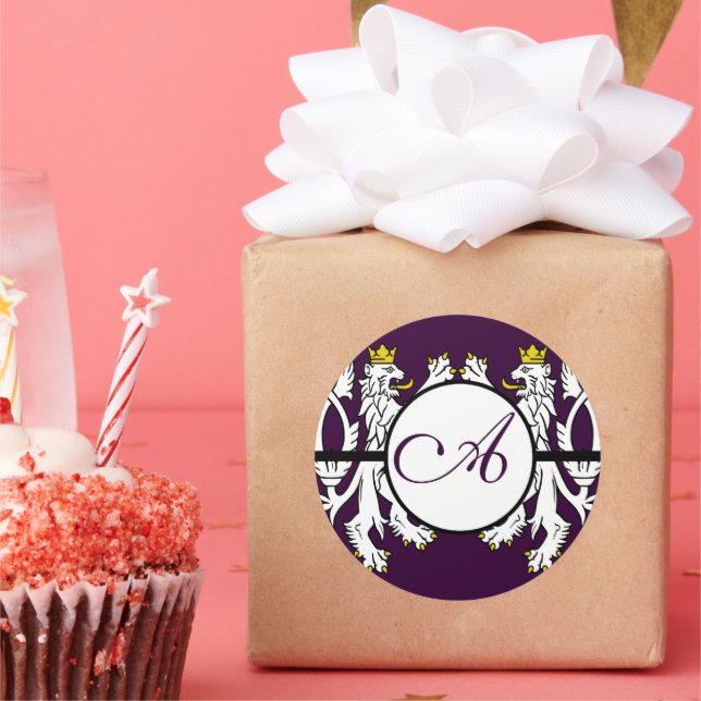 Lion Rampant Renaissance Wedding Classic Round Sticker (Party)