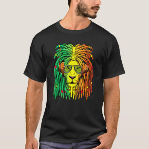 Lion Rasta Colours Reggae Headphones Dreadlocks T-Shirt