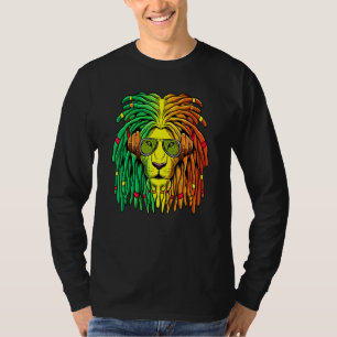 Lion Rasta Colours Reggae Headphones Dreadlocks T-Shirt