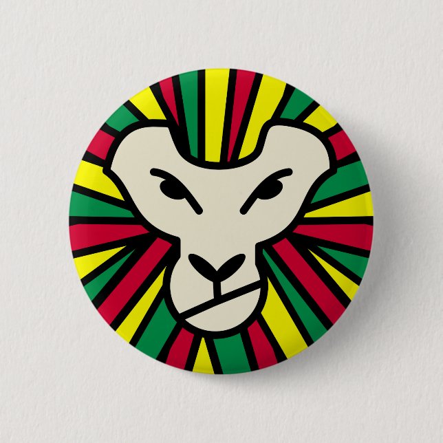 Lion Rastafari Coloured Mane 6 Cm Round Badge (Front)