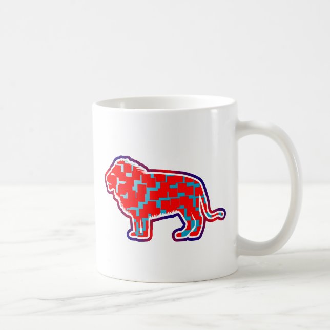Lion (Red Pattern) Coffee Mug (Right)