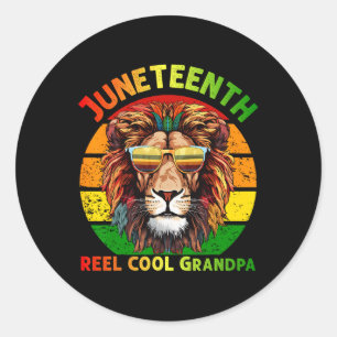 Lion Reel Cool Grandpa Juneteenth American Black H Classic Round Sticker