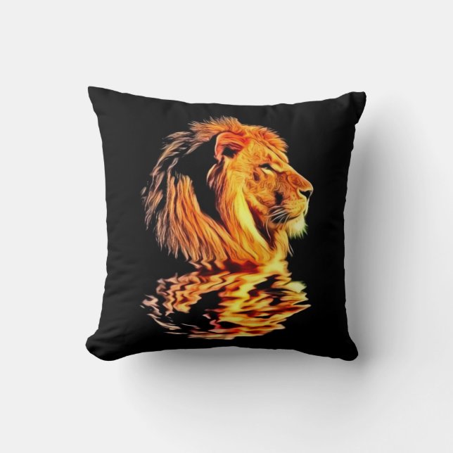 Lion Retro Art Cushion (Front)