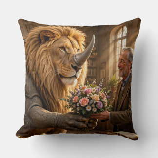 Lion Rhino Flower Bouquet Cushion