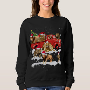 Lion Riding Red Truck Merry Christmas X-mas Ugly G Sweatshirt