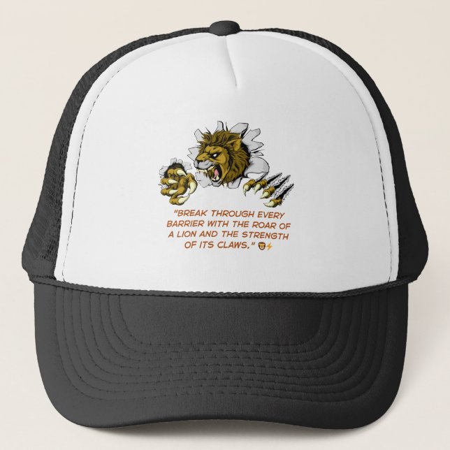 Lion Roar Power – Motivational Quote Trucker Cap (Front)