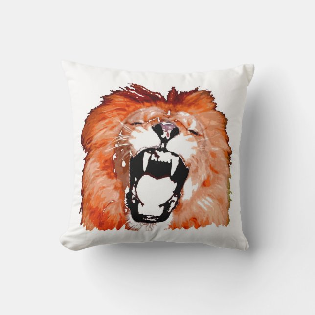 Lion Roaring American MoJo Pillow (Front)