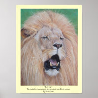 Lion roaring big cat wildlife realist art