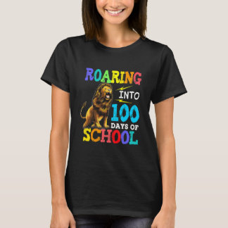 Lion Roaring Into 100 Days Of School T-Shirt
