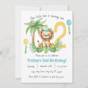 Lion Safari 2nd Birthday Invitation