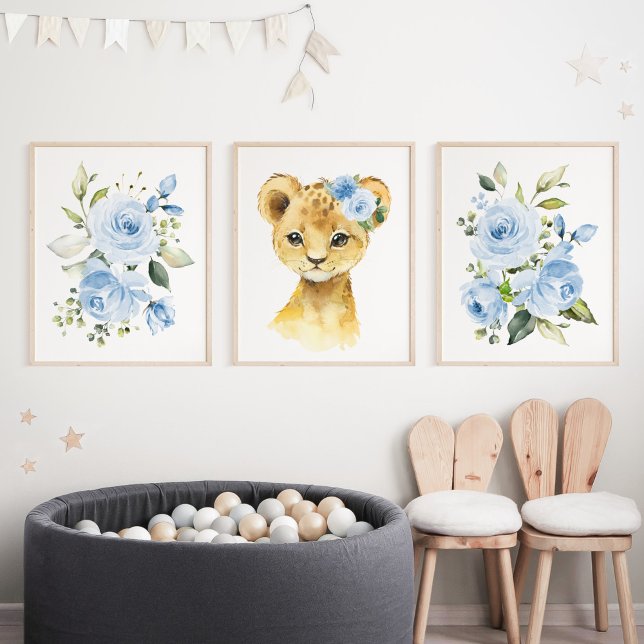 Lion, Safari, Jungle, Blue Flowers, Boy Nursery (Creator Uploaded)