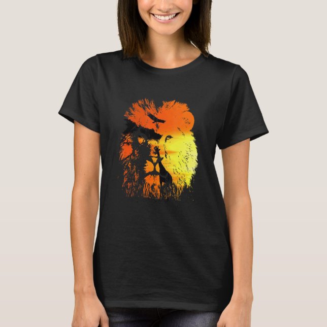 Lion Safari Sunset Zoo Keeper Animal Big Wild Cats T-Shirt (Front)