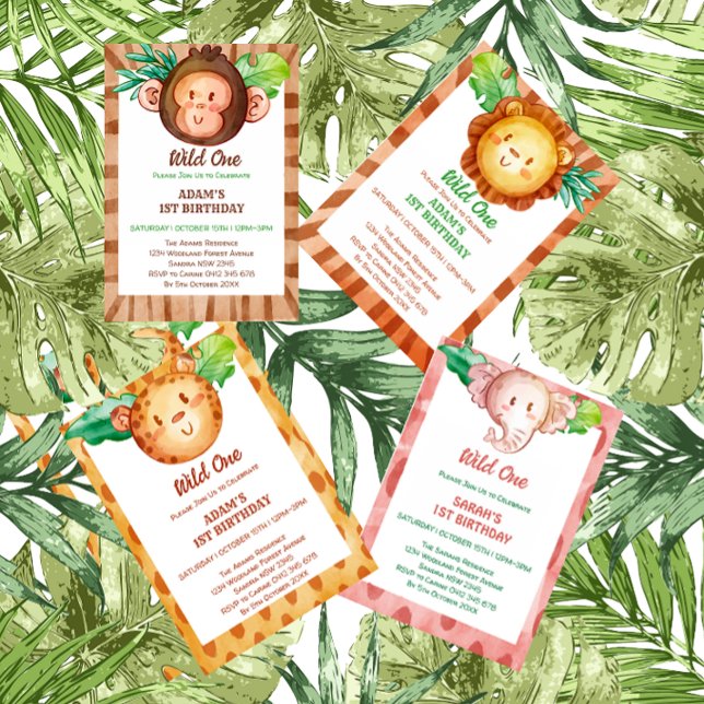 Lion safari wild one birthday invitation (Creator Uploaded)