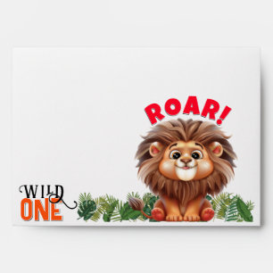 Lion Safari Wild One Kids First Birthday Party Envelope