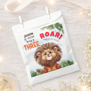 Lion Safari Wild & Three Kids Third Birthday Favour Bag
