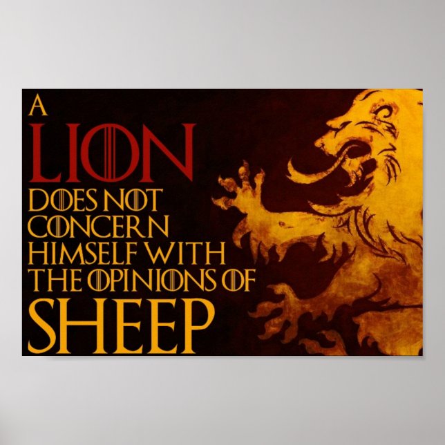 Lion Sheep Poster (12" x 8") (Front)