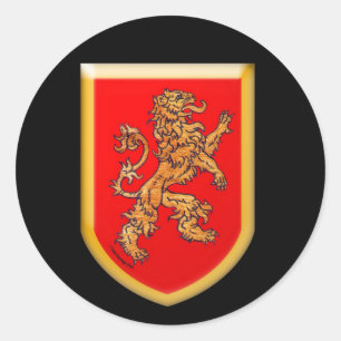 Lion Shield Gold Red Classic Round Sticker