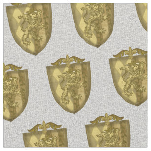 Lion Shield Surname family Crest fabric
