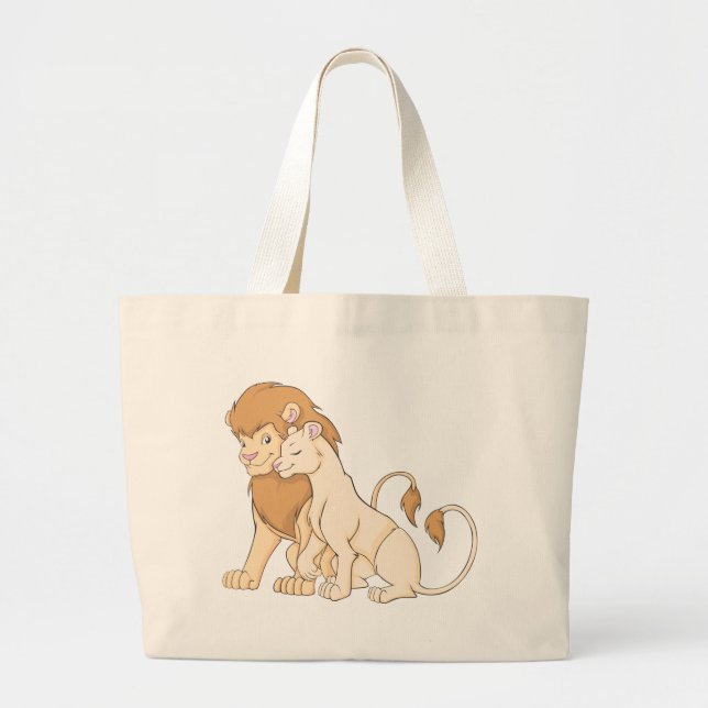 Lion Shirt | Cute Custom Lion Shirt Large Tote Bag (Front)