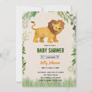 Lion shower birthday invitation