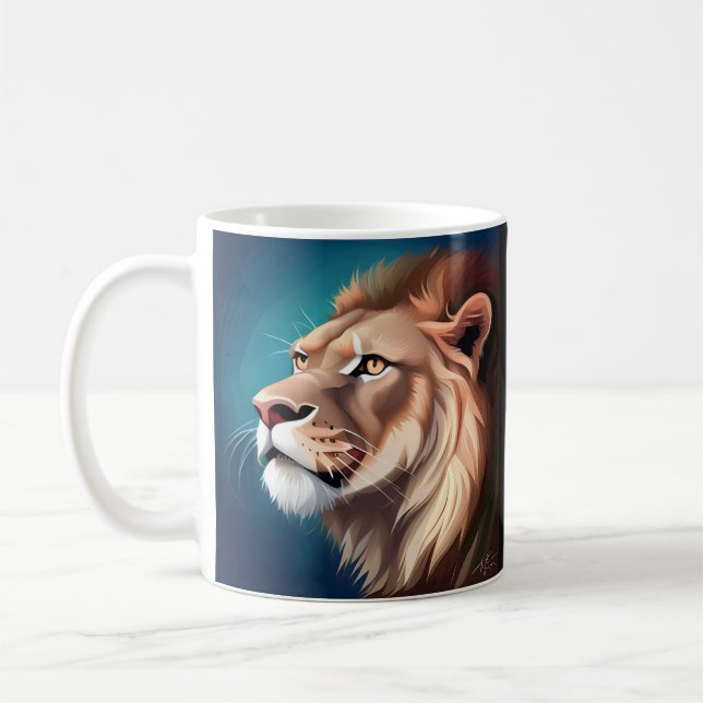 Lion Side Posed Portrait-56557 Coffee Mug (Left)