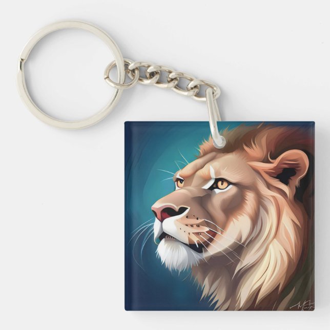 Lion Side Posed Portrait-56557 Key Ring (Front)