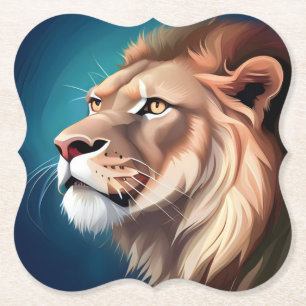 Lion Side Posed Portrait-56557 Paper Coaster