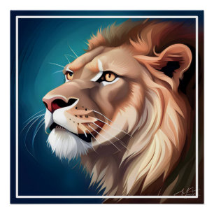Lion Side Posed Portrait-56557 Poster