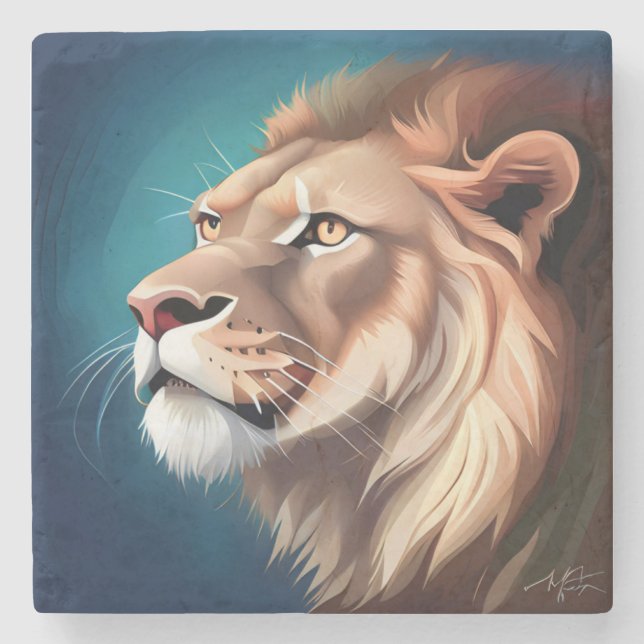 Lion Side Posed Portrait-56557 Stone Coaster (Front)
