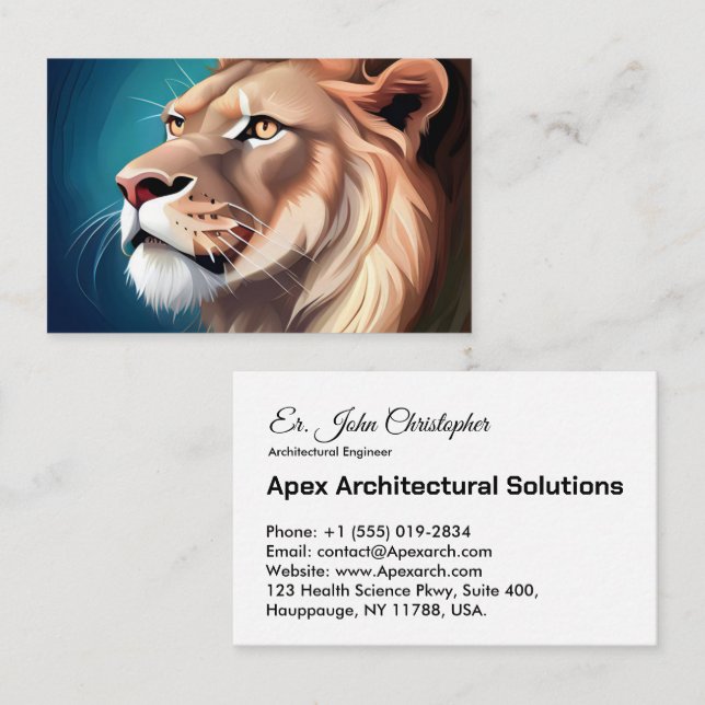 Lion Side Posed Portrait Editable Template Business Card (Front/Back)