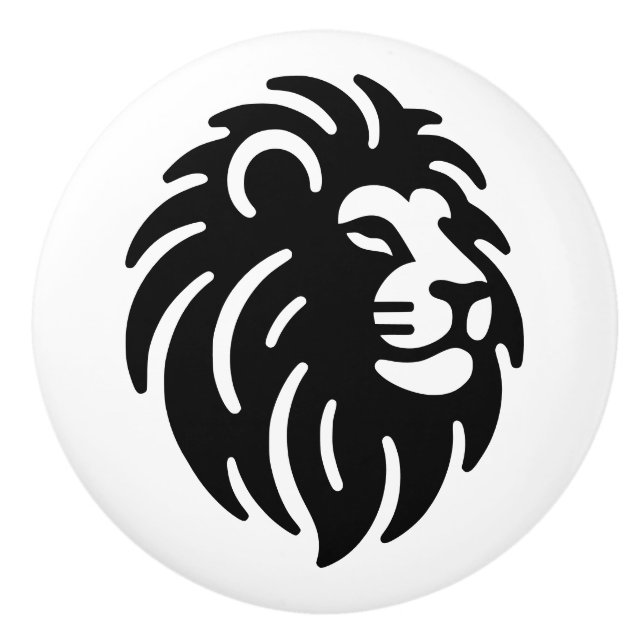 Lion Silhouette Simple Minimalistic Ceramic Knob (Front)