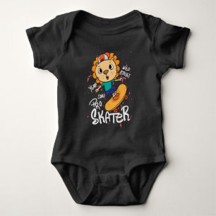 Lion skateboard baby bodysuit