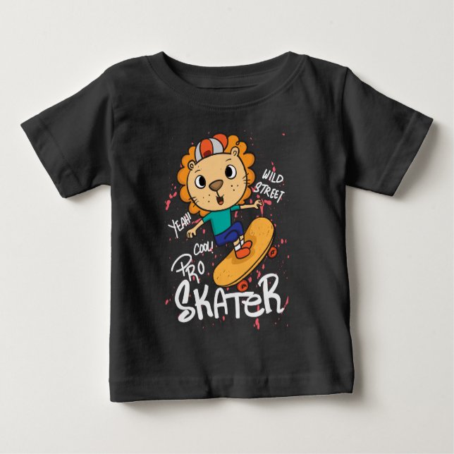 Lion skateboard  baby T-Shirt (Front)