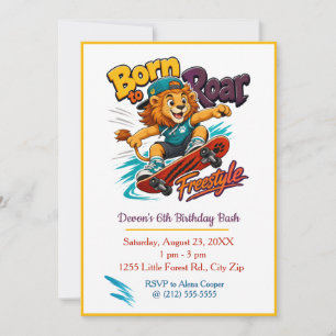 Lion Skateboard Birthday Party for Boys Invitation