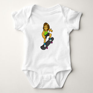Lion Skater Skateboard Baby Bodysuit