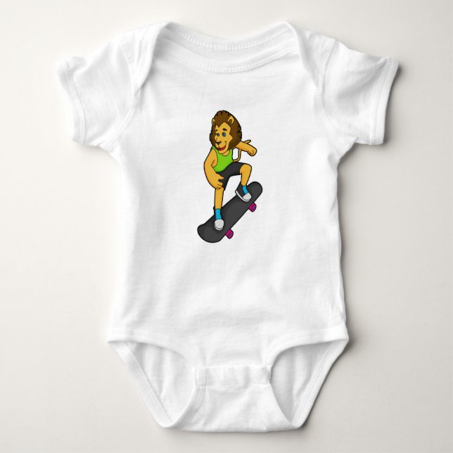 Lion Skater Skateboard Baby Bodysuit (Front)