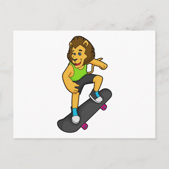 Lion Skater Skateboard Postcard (Front)
