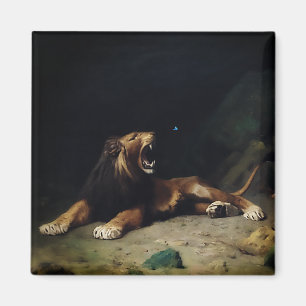 Lion Snapping at a Butterfly Magnet