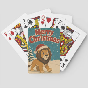 Lion Snow Yard Animal Christmas Playing Cards