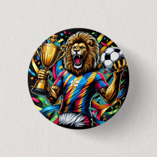 Lion Soccer Champion Trophy Football Victory 3 Cm Round Badge