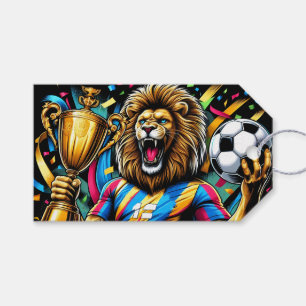 Lion Soccer Champion Trophy Football Victory Gift Tags