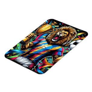 Lion Soccer Champion Trophy Football Victory Magnet