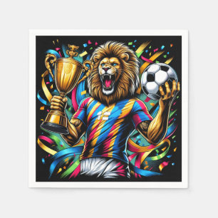 Lion Soccer Champion Trophy Football Victory Napkin