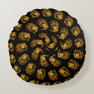 Lion Spiral Pattern Round Cushion