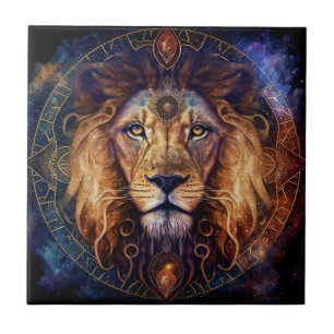 Lion Spirit Mandala Visionary Art Ceramic Tile