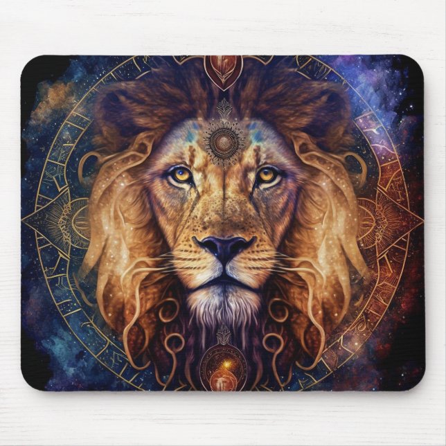 Lion Spirit Mandala Visionary Art Mouse Pad (Front)