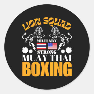 Lion Squad Thailand Kickboxing Muay Thai Mma Train Classic Round Sticker