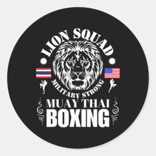 Lion Squad Thailand Kickboxing Muay Thai Mma Train Classic Round Sticker