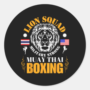 Lion Squad Thailand Kickboxing Muay Thai Mma Train Classic Round Sticker