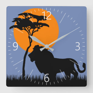 Lion Square Wall Clock